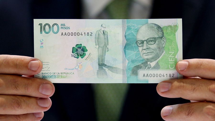 El nuevo billete de 100.000 pesos colombianos
