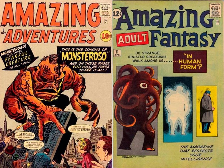 Portadas de Kirby y Ditko que nos permiten apreciar la diferencia de estilos