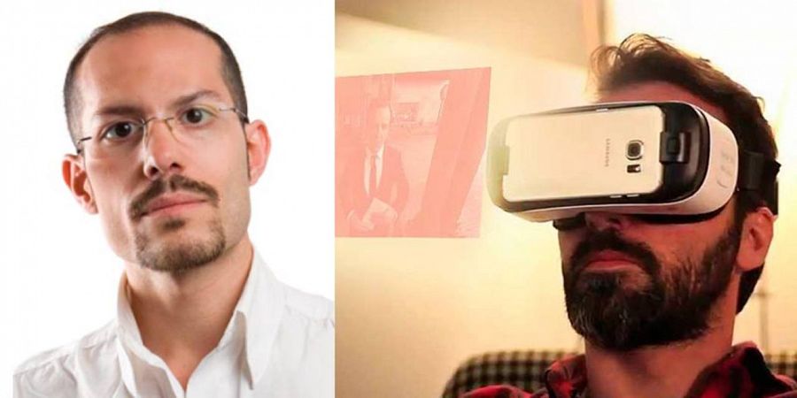 David Martínez y un usuario con gafas de realidad virtual