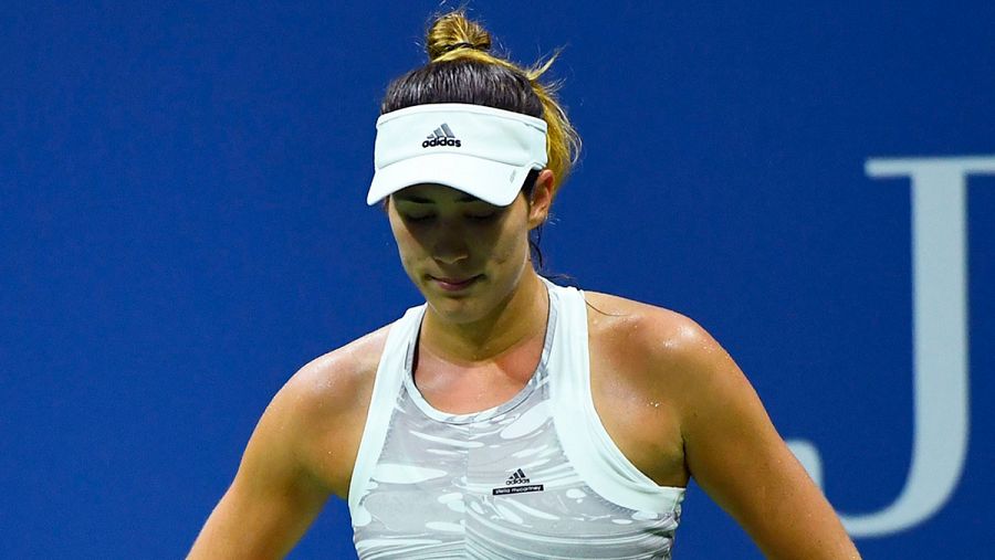 Garbiñe Muguruza durante su partido contra la letona Anastasija Sevastova en la segunda ronda del US Open.