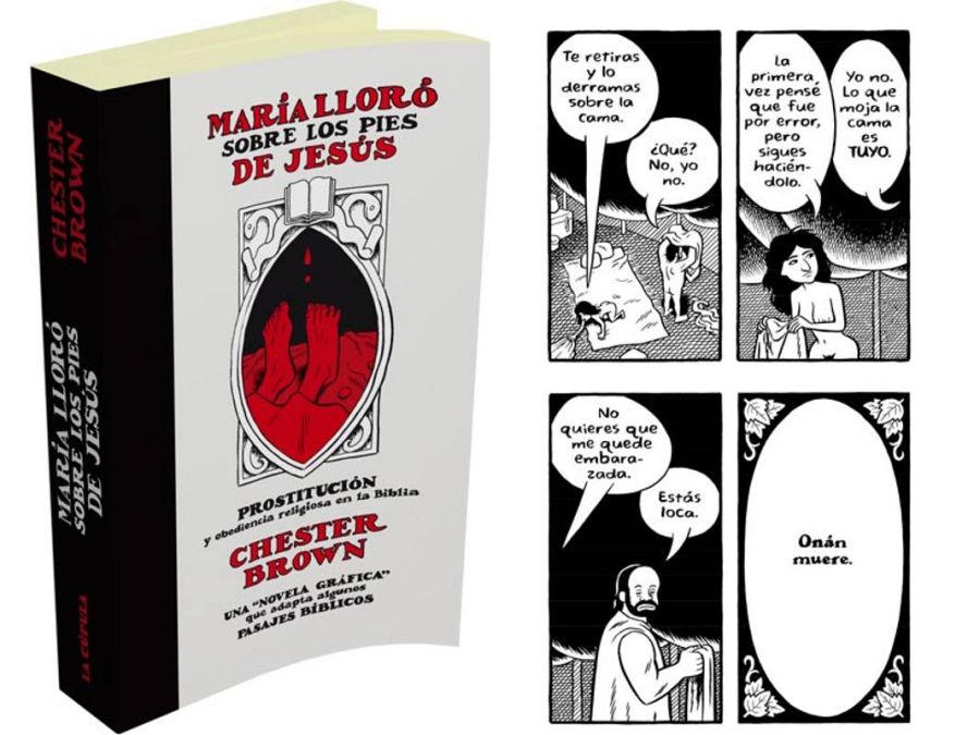 Portada de 'María lloró sobre los pies de Jesús' y página sobre Tamar y Onán