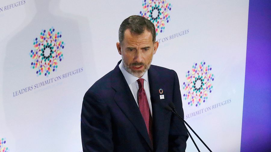 Felipe VI durante su intervención en la Reunión de Alto Nivel para los Refugiados.