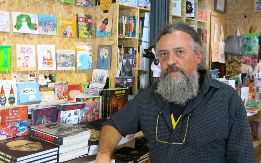 Max en la librería Ciudadano Grant, de Madrid