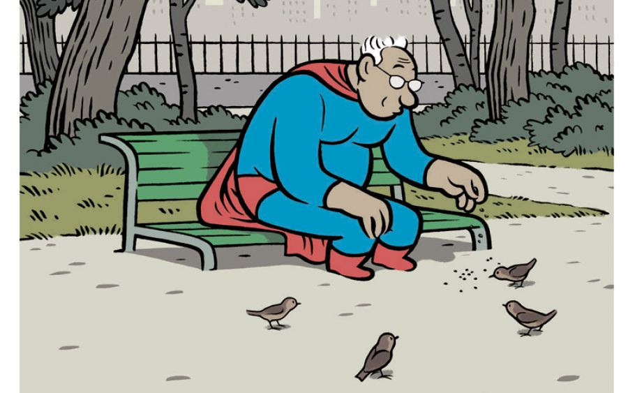 Fragmento de 'Superhéroe pensionista'. Viñeta para Babelia (El País), 2013