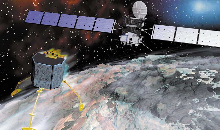 Recreación de la sonda Rosetta durante su aproximación al cometa 67P. AGENCIA ESPACIAL EUROPEA (ESA)
