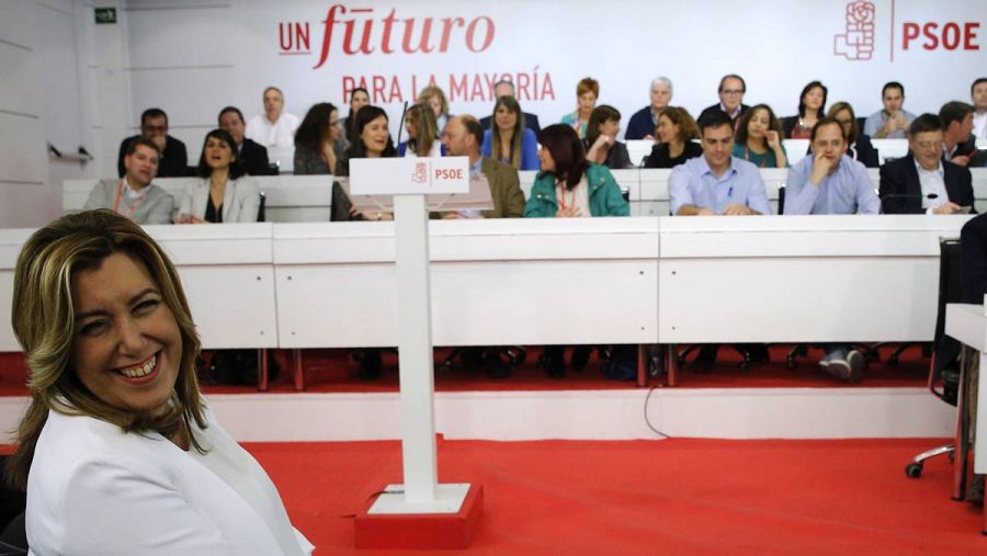 Díaz, en primer plano, en un Comité Federal del PSOE.