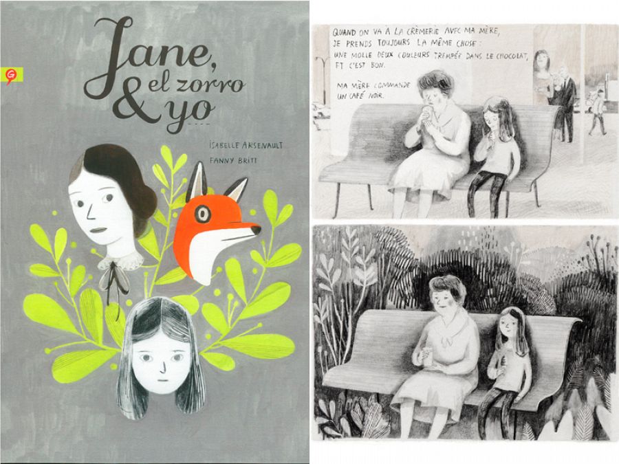 Portada y página de 'Jane, el zorro y yo'