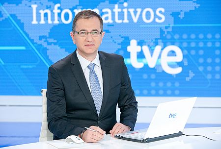 Pedro Carreño, editor y presentador del Telediario Fin de Semana de TVE, premiado en la categoría de televisión