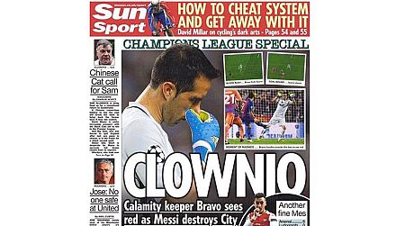 Claudio Bravo, en las portadas de la prensa británica