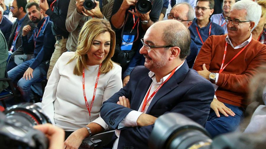 Susana Díaz y Javier Lambán en el Comité Federal del PSOE.