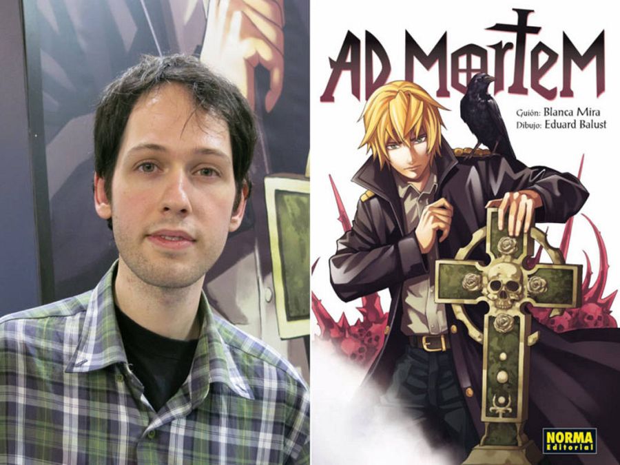 Eduard Balust y la portada de 'Ad Mortem'