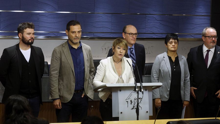 Los partidos que se oponen al suplicatorio a Homs han comparecido este martes en rueda de prensa en el Congreso