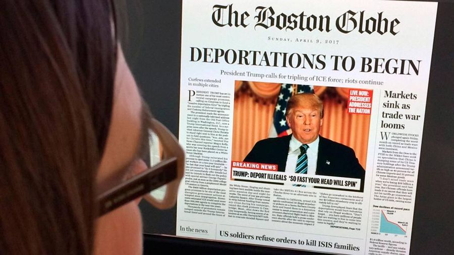 Imagen de la portada del diario Boston Globe el 10 de abril