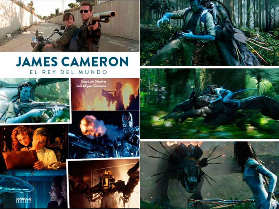 Portada y página de 'James Cameron: El rey del mundo'