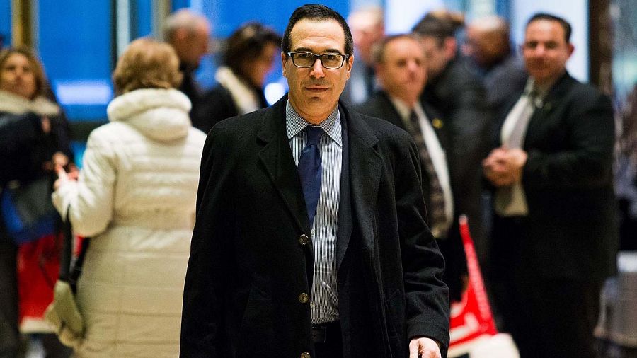 El financiero Steven Mnuchin en la Torre Trump de Nueva York