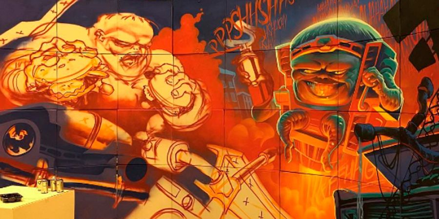 Hulk vs. Modok ( mural sin terminar)