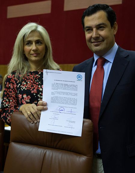La diputada Patricia del Pozo con el líder del PP andaluz, Juanma Moreno