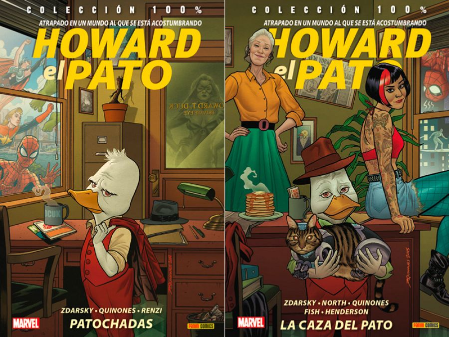 Portadas de los dos volúmenes de Panini de la nueva colección del Pato Howard