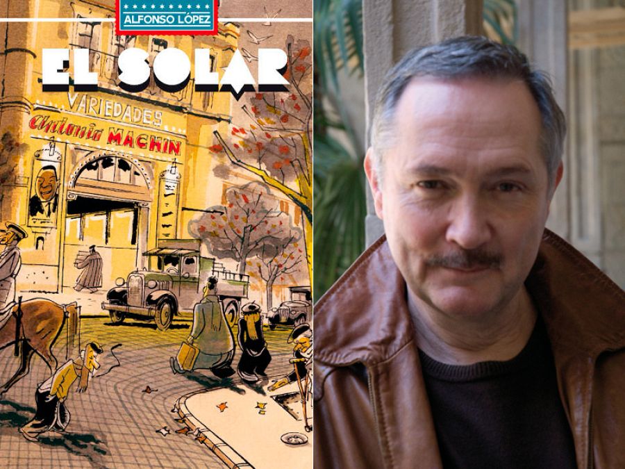 Portada de 'El solar' y su autor, Alfonso López