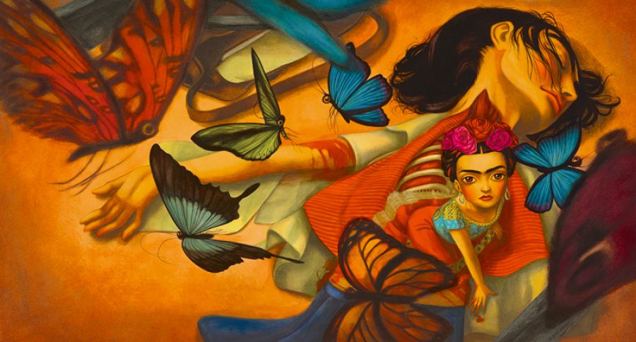 La Frida artista naciendo de los restos de la Frida niña