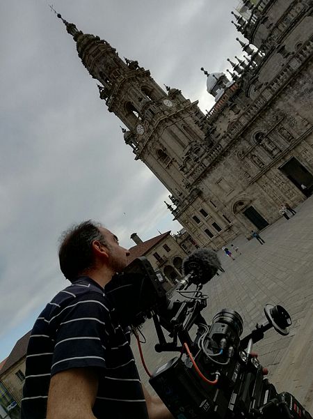 Imágenes del rodaje en la Plaza del Obradoiro