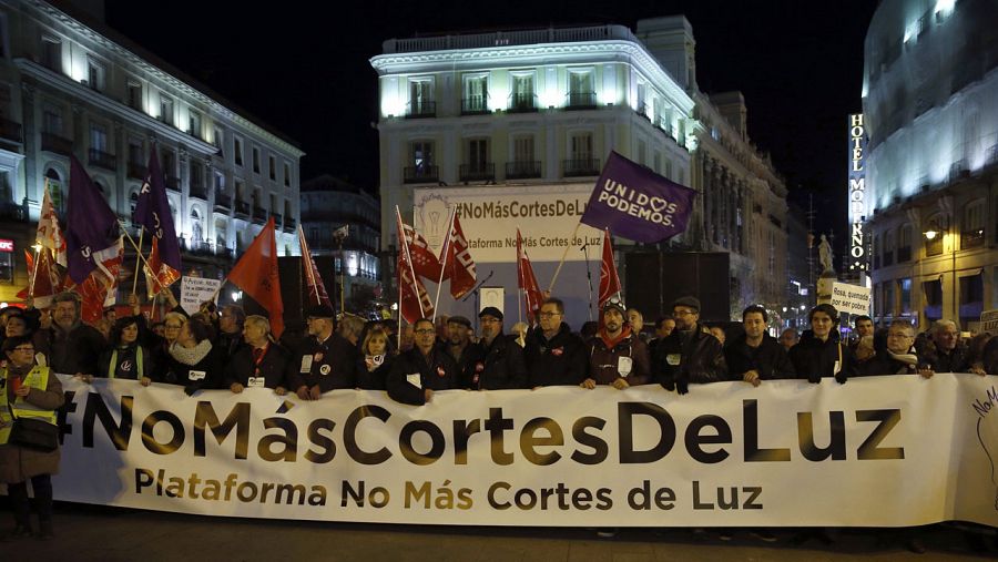 La manifestación de Madrid en contra de los cortes de luz ha acabado en la Puerta del Sol