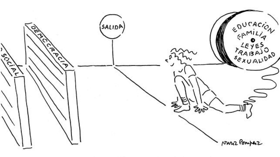 Una de las viñetas feministas de Núria Pompeia, difundida en la web de Ficómic