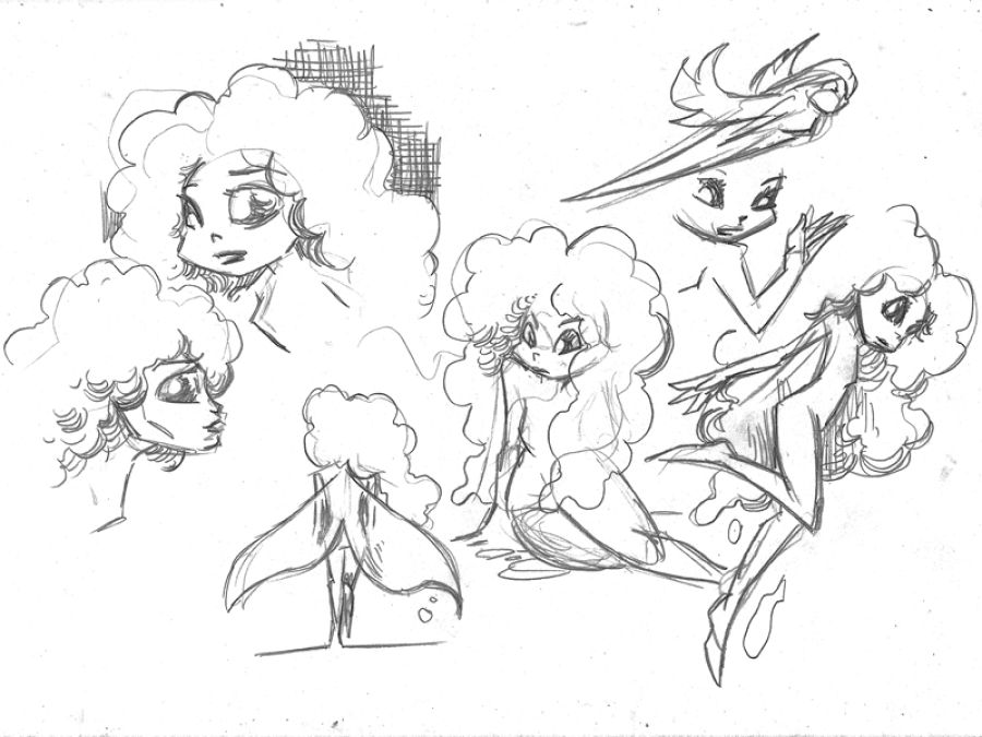 Bocetos para el personaje de Bella Noche