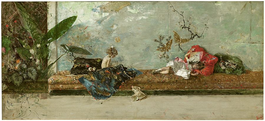 Los hijos del pintor en el salón japonés, de Fortuny. (Óleo sobre lienzo, 1874)