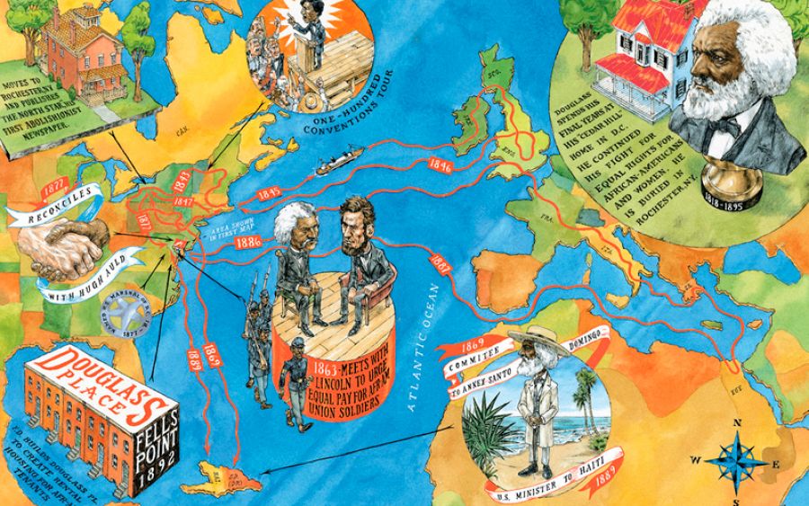 Mapa del libro 'Vida de un esclavo americano contada por él mismo', de Frederick Douglass
