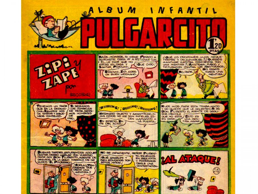 Fragmento de una portada de 'Pulgarcito' con Zipi y Zape