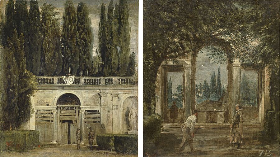 Vistas del jardín de la villa Medici en Roma