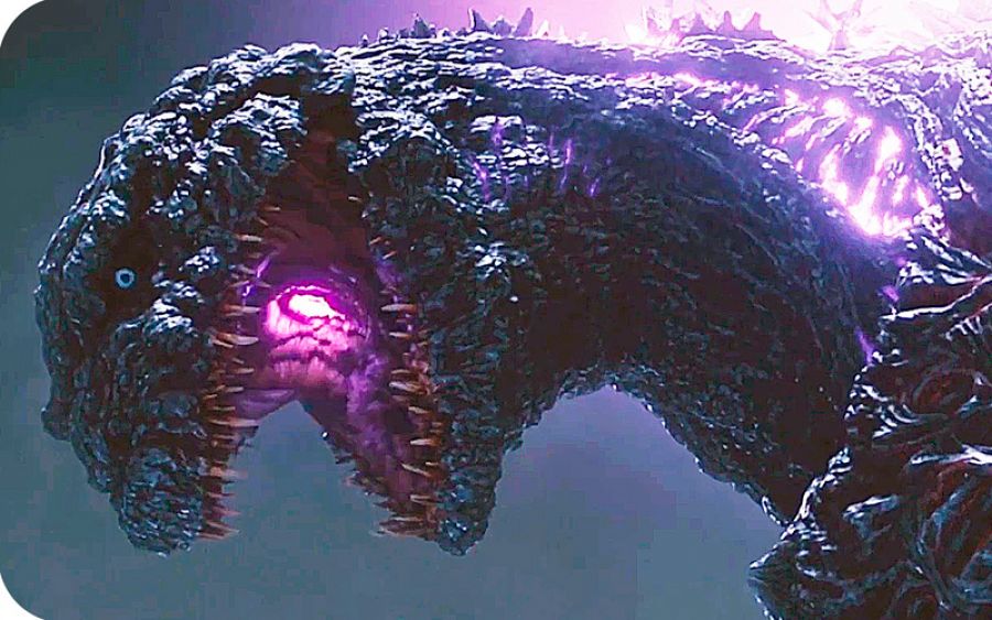 Godzilla a punto de soltar su fuego atómico