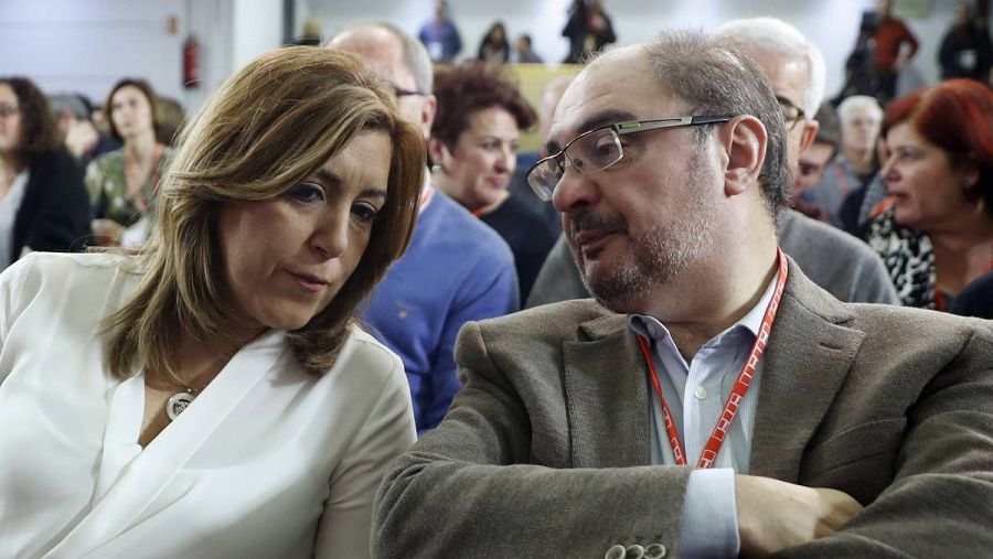 Los líderes del PSOE de Andalucía y Aragón, Susana Díaz y Javier Lambán.