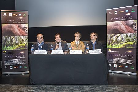 Javier Valenzuela, Juan Manuel Hidalgo, Juan Antonio Rodríguez Llano y Enrique Segovia, en el acto de presentación