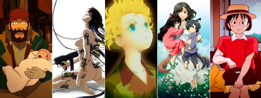 'Tokyo Godfathers', de Satoshi Kon; 'Gosth in the Shell', de Mamoru Oshii; 'Metropolis', de varios; 'Wolf children', de Mamoru Hosoda; y 'Susurros del corazón', de Yoshifumi Kondô