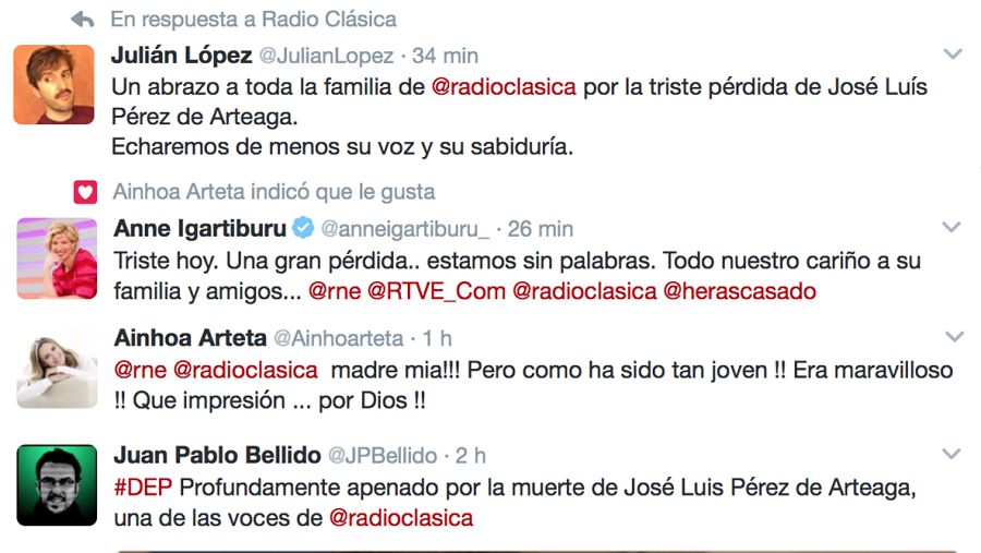 El 'Hasta siempre Arteaga' en Twitter