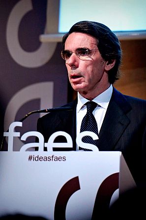 José María Aznar, en un acto de FAES