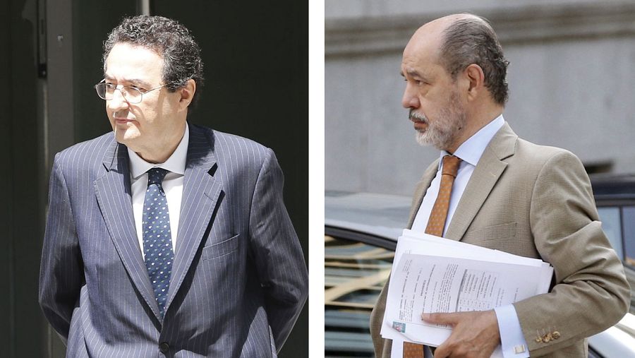 Mariano Herrera (i), director general de supervisión del Banco de España, y de su número dos, Pedro Comín (d)