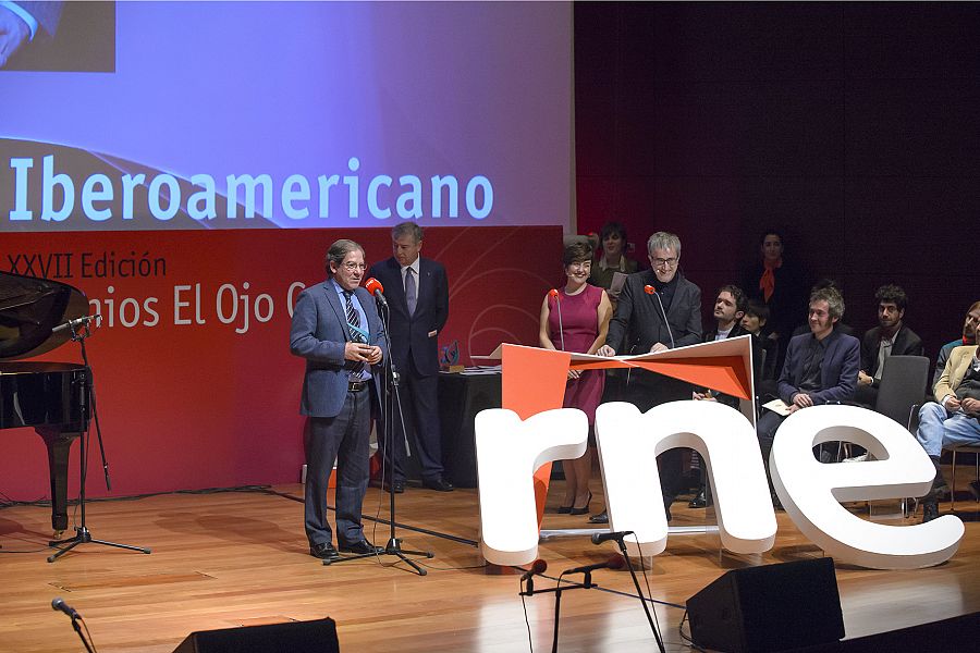 Nuno Júdice, premio El Ojo Crítico Especial Iberoamericano, en un momento de su discurso
