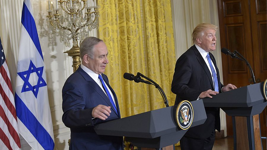 El primer ministro israelí, Benjamin Netanyahu, y el presidente de EE.UU., Donald Trump, durante su comparecencia en la Casa Blanca