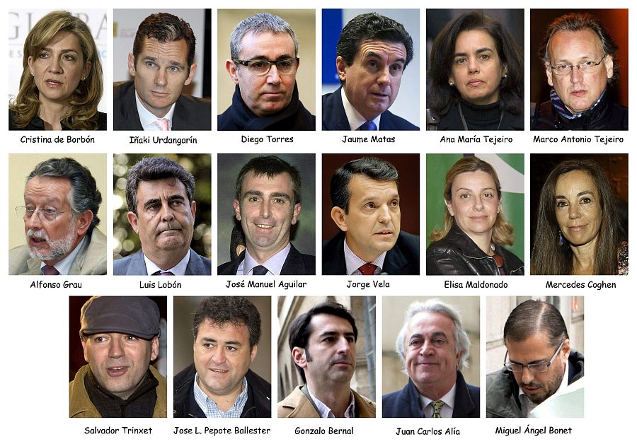 Los 17 acusados del caso Nóos