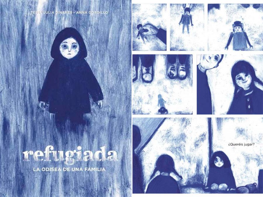 Portada y página de 'Refugiada'