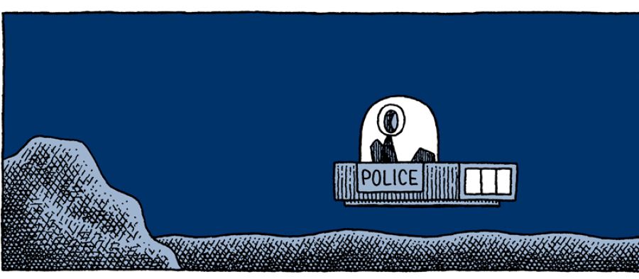 Viñeta de 'Un policía en la luna'