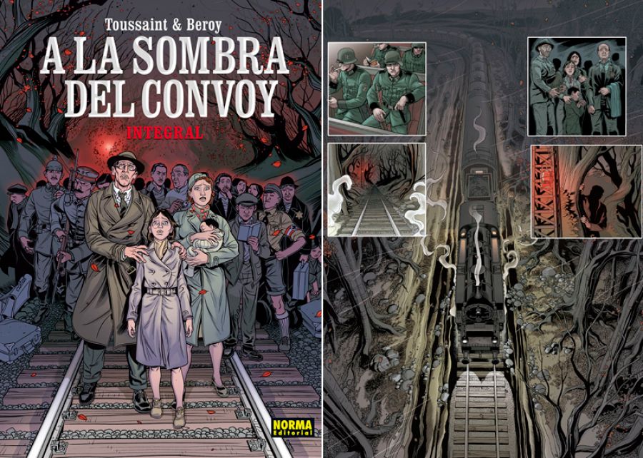 Portada y página de 'A la sombra del convoy'