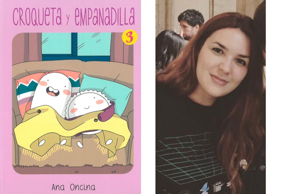 Portada de 'Croqueta y Empanadilla 3' y su autora, Ana Oncina