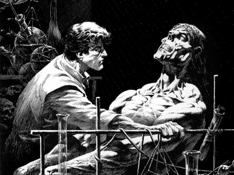 Fragmento de una ilustración de Bernie Wrightson para 'Frankenstein'