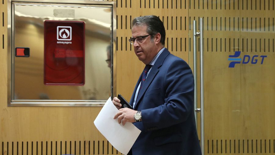 El director general de Tráfico, Gregorio Serrano, a su llegada a la rueda de prensa que ha ofrecido en la sede de la Dirección General en Madrid