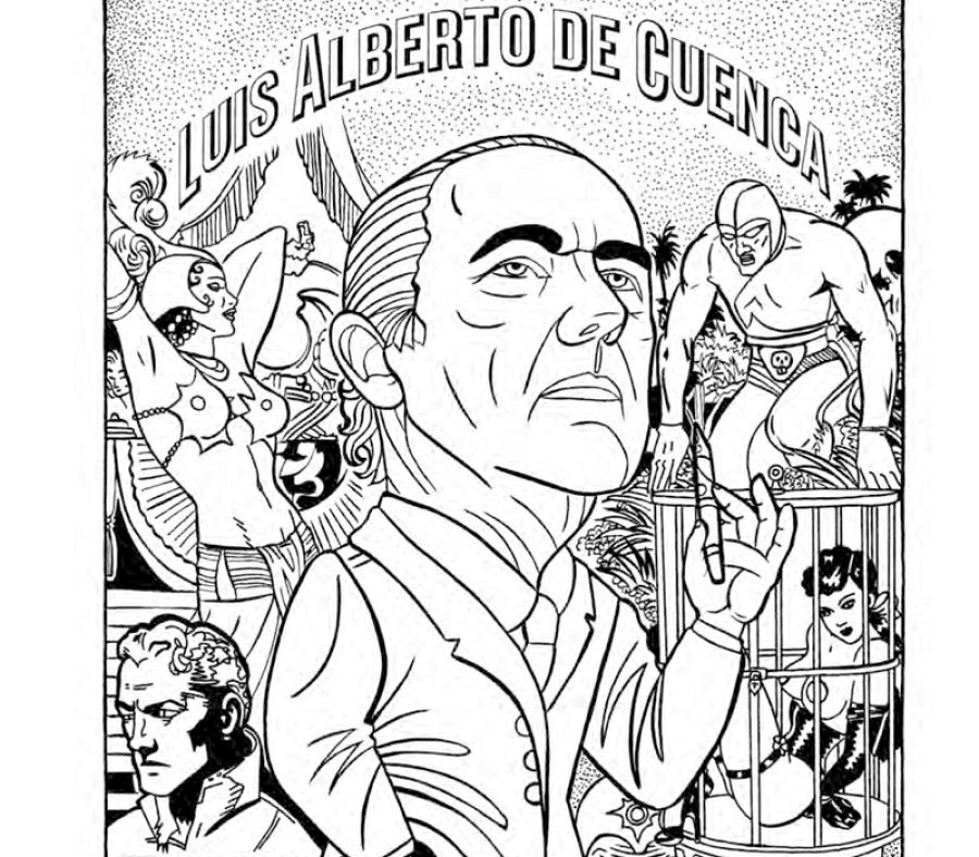Retrato de Luis Alberto de Cuenca en uno de los poemas