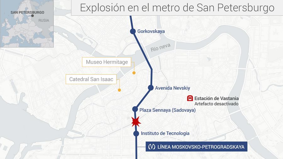 Mapa de la situación de la estación en la que ha explotado un artefacto matando a 10 personas